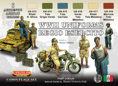 LifeColor Italian WWII Regio Esercito Uniforms Set (22ml x 6) [LC-CS14]