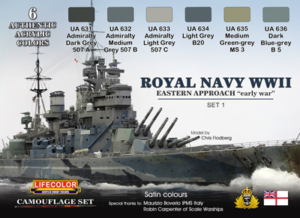 LifeColor Royal Navy WWII Eastern Approach – Early War Paint Set 1 (22ml x 6) [LC-CS33]- SORRY OUT OF STOCK