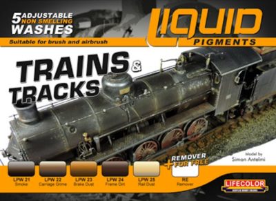 LifeColor Liquid Pigments Trains and Tracks paint set