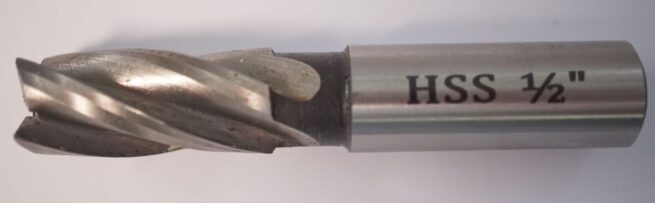 HSS Endmill 1/2 inch Diameter Plain Shank - Image 2