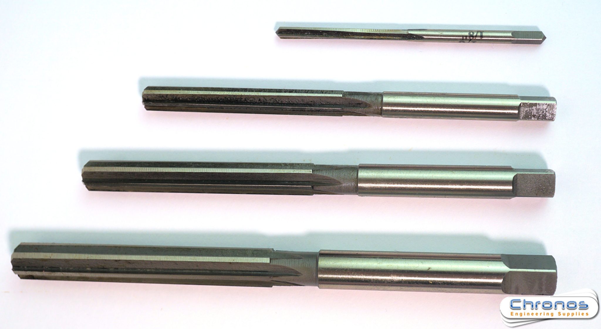 Set of Four HSS Parallel Imperial Hand Reamers Chronos Engineering