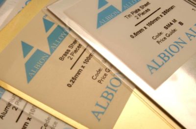 Albion Alloys Brass Sheet 0.005"- 4" x 10" - 2 Pack